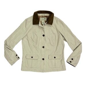 VINTAGE LL BEAN Women’s Button Up Khaki Paid Lined Chore Coat. Size Large